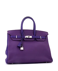 Pre-Owned HERMES Birkin 35 Handbag Bicolor Clemence with Palladium Hardware