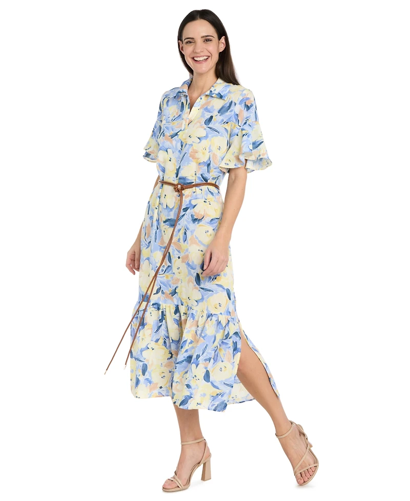 Rm Richards Women's Collared Midi Shirt Dress