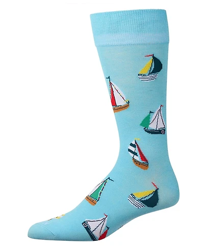 MeMoi Men's Sail Away Novelty Crew Socks