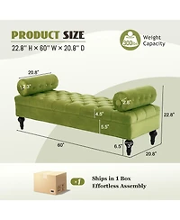 Rainsken Modern Velvet Ottoman Bench, Comfy Upholstered Footstool with 2 Detachable Pillows, Bedroom End of Bed Bench for Living Room, Entryway