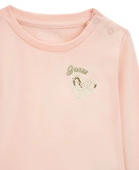Guess Baby Girls' Long-Sleeve Top and Knit Denim Pant, 2-Piece Set