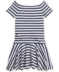 Polo Ralph Lauren Girls' 2T-6X Striped Stretch Jersey T-Shirt & Skort, 2-Piece Set