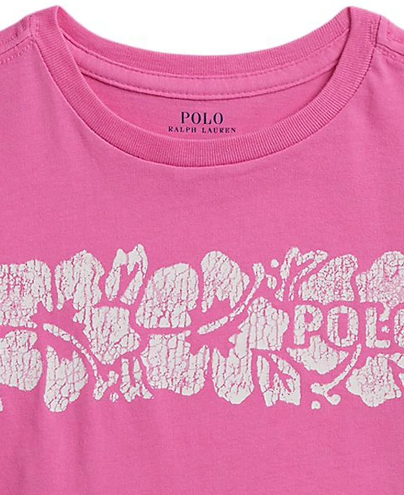 Polo Ralph Lauren Girls' 2T-6X Floral-Print Logo Cotton Boxy T-Shirt