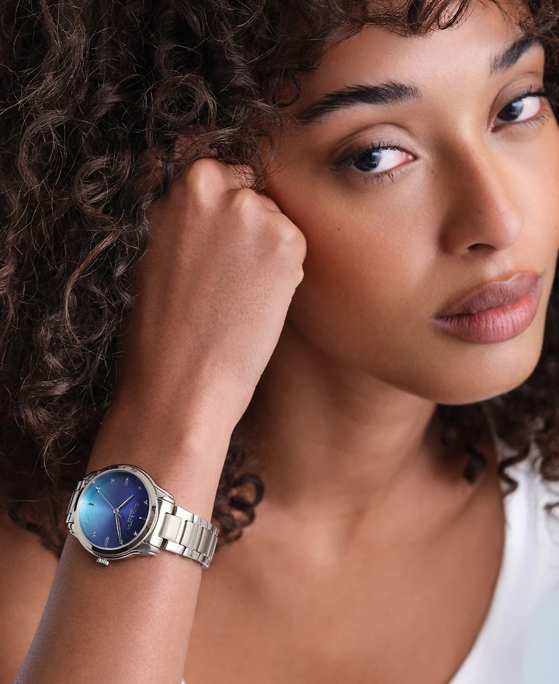 Olivia Burton Women's Colourwave Silver Tone Stainless Steel Bracelet Watch, 36mm