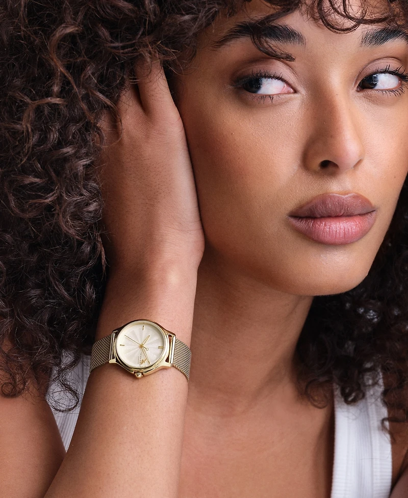 Olivia Burton Women's Ob Classic Bee Gold Tone Stainless Steel Mesh Bracelet Watch, 29.8mm