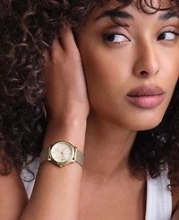 Olivia Burton Women's Ob Classic Bee Gold Tone Stainless Steel Mesh Bracelet Watch, 29.8mm