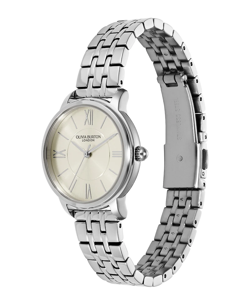 Olivia Burton Women's Westbourne Silver Tone Stainless Steel Bracelet Watch, 30mm