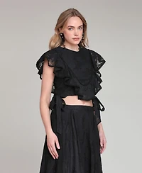 Avec Les Filles Women's Ruffle-Trimmed Top