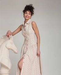 Avec Les Filles Women's Spread Collar Midi Dress