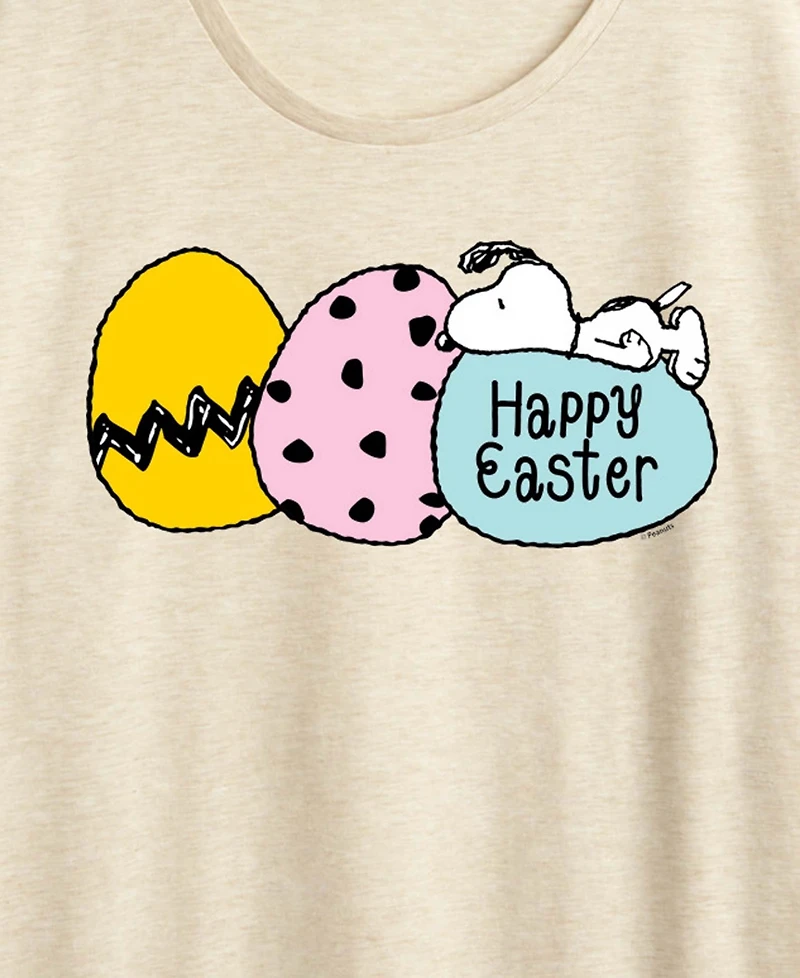 Hybrid Apparel Plus Peanuts Snoopy Happy Easter Eggs Short-Sleeve Graphic T-Shirt