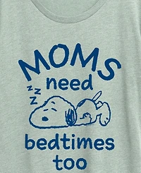 Hybrid Apparel Plus Peanuts Moms Need Bedtimes Too Snoopy Short-Sleeve Graphic T-Shirt