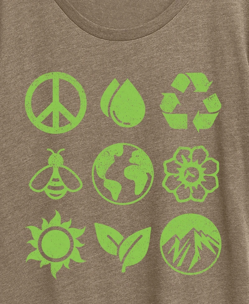 Hybrid Apparel Plus Instant Message Earth Day Grid Short-Sleeve Graphic T-Shirt