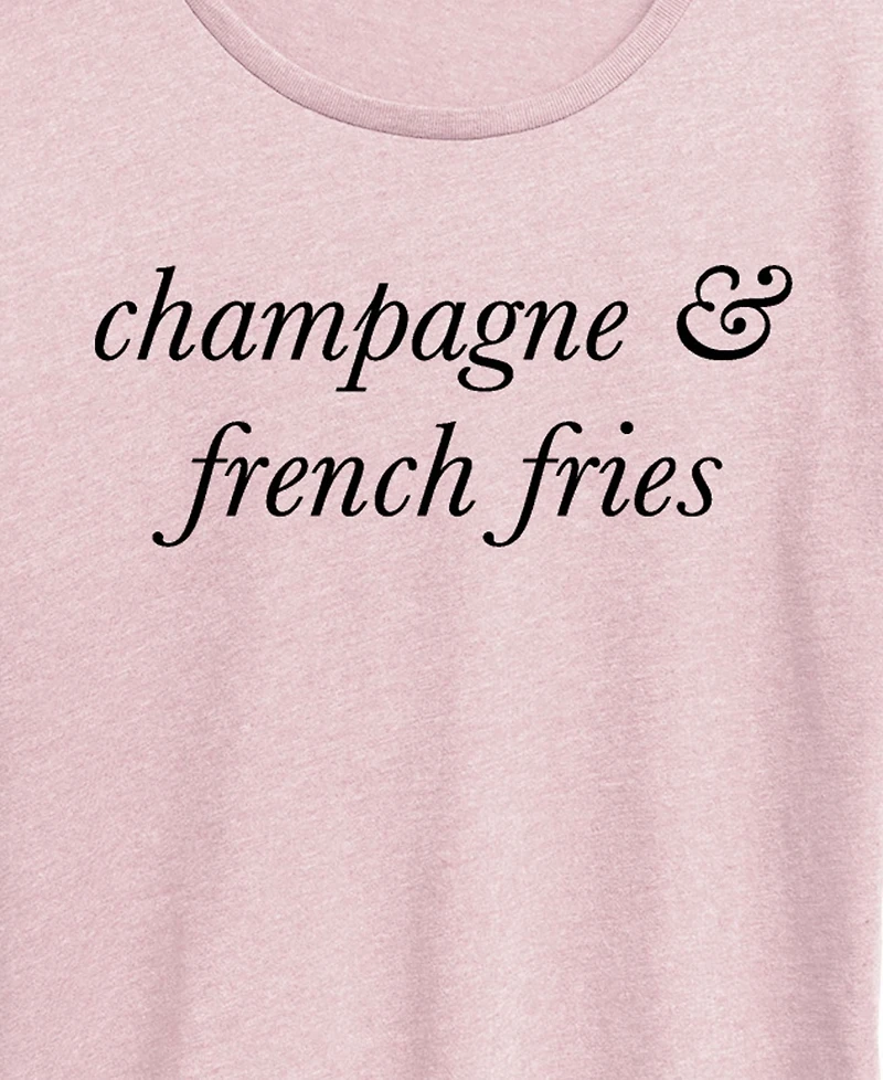 Hybrid Apparel Plus Instant Message Champagne and French Fries Short-Sleeve Graphic T-Shirt