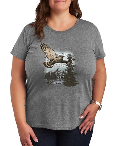 Hybrid Apparel Plus Instant Message Hawk Nature Scene Short-Sleeve Graphic T-Shirt