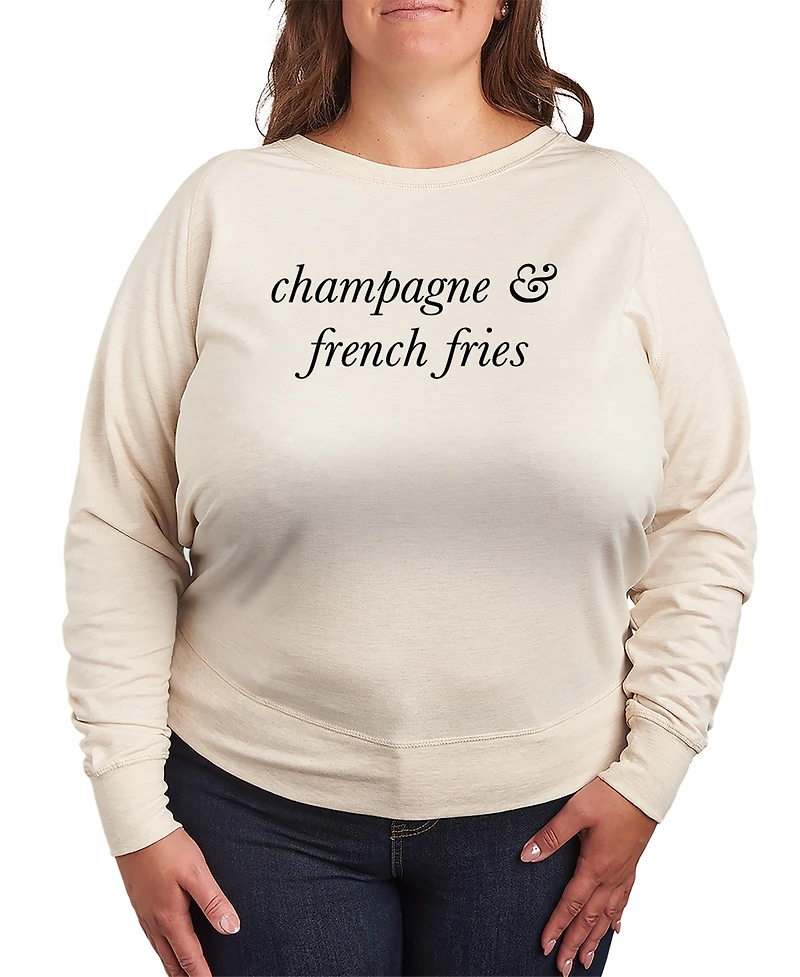 Hybrid Apparel Plus Instant Message Champagne and French Fries Terry Long-Sleeve T-Shirt