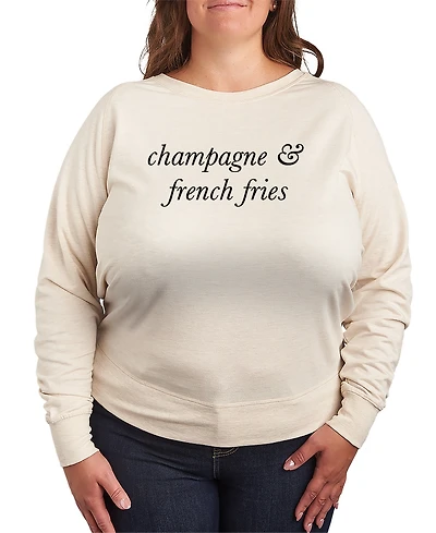 Hybrid Apparel Plus Instant Message Champagne and French Fries Terry Long-Sleeve T-Shirt