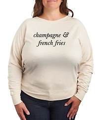 Hybrid Apparel Plus Instant Message Champagne and French Fries Terry Long-Sleeve T-Shirt
