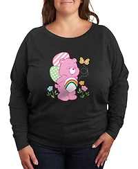 Hybrid Apparel Plus Care Bears Cheer Bear Easter Scene French Terry Long-Sleeve T-Shirt