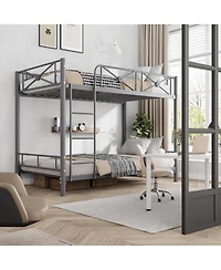 gaomon Metal Bunk Bed Twin Over Twin, Industrial Bunkbeds Heavy Duty with Safety Guard Rails Space-Saving Design, Steel for School, Bedroom