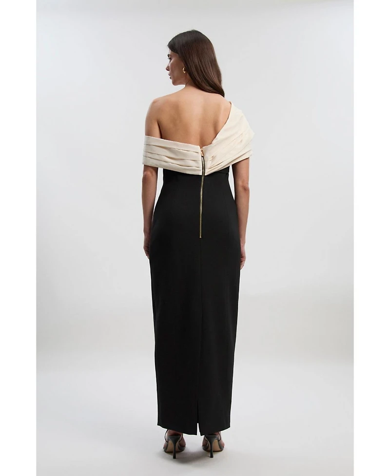 Karen Millen Women's Tailored Taffeta Sleeve Maxi Dress