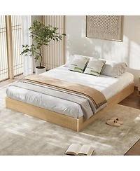 gaomon King Bed Frame, Wood Platform Bed with Fluted Design, Low Profile BedFrame, Minimalist Bed Base with Noise-Free