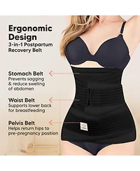 KeaBabies Maternity 2-Pack Revive 3 in 1 Postpartum Belly Band, Post Partum Belly Support Recovery Wrap, Postpartum Waist Binder Shapewear