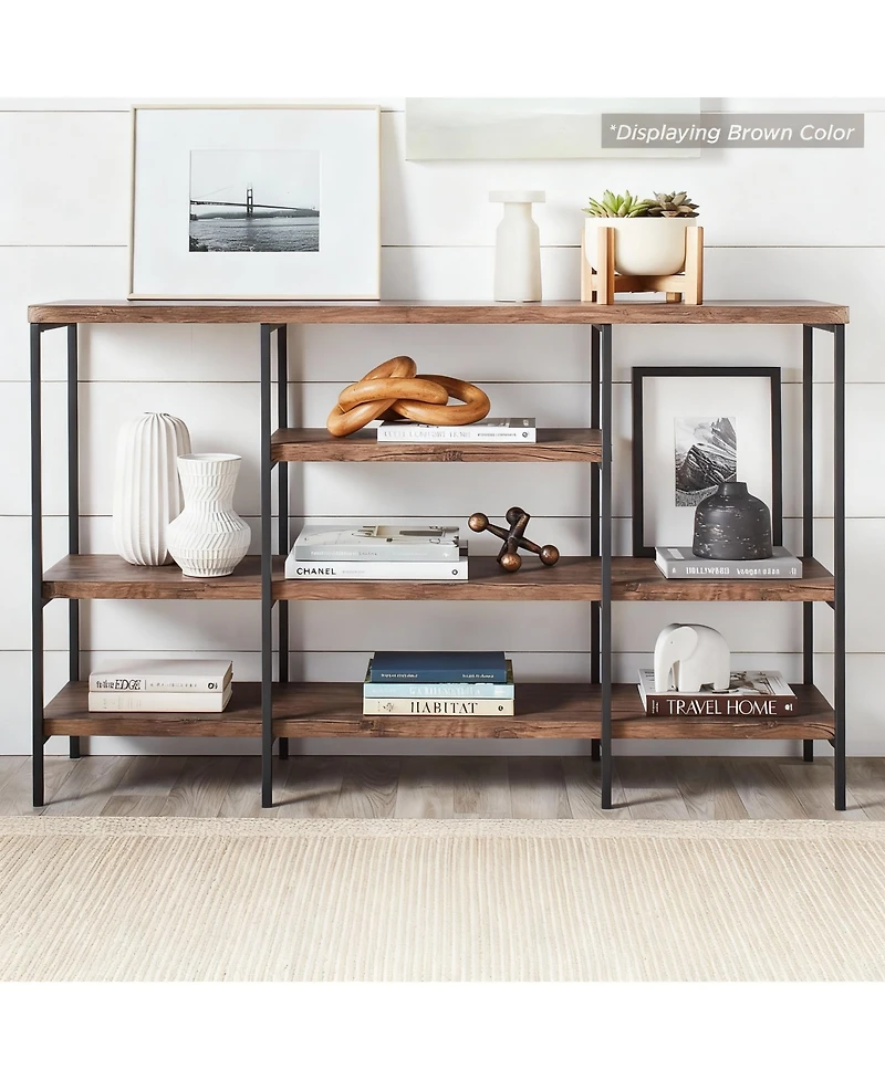 Yigii 4-Tier 55" Rustic Industrial Console Table for Living Room Decor