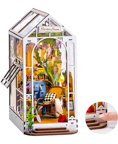 Robitime Book Nook Kit Diy Miniature House Kit, 3D Wooden Puzzle Garden House, Bookend Bookshelf Insert Decor, Diorama Kit Christmas Birthday Gift