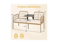 Slickblue Patio 2-Seater Rattan Loveseat with Coffee Table and Soft Cushions