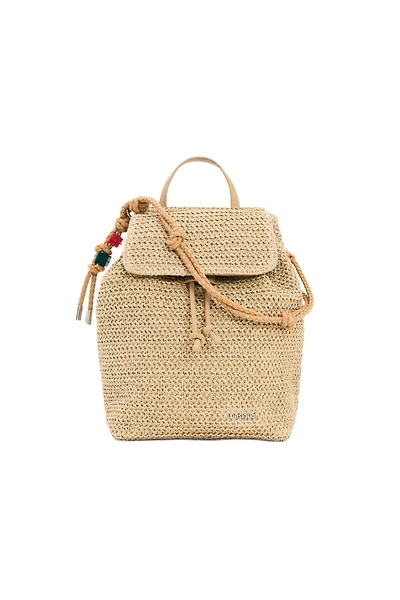 Desigual Women's Small raffia backpack charms