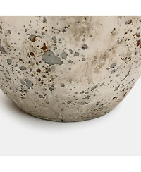 LuxenHome Rustic Antiqued Terracotta Vase, 10.4-Inch Round Bouquet Holder for Farmhouse Decor