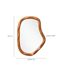 LuxenHome Natural Wood Finish Asymmetrical Mdf Frame Wall Mirror, 31.5” H x 22.6” W