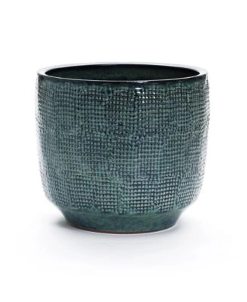 LuxenHome Marina Gray -Inch Round Ceramic Planter
