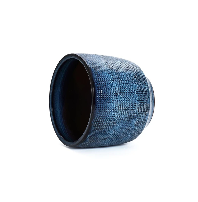 LuxenHome Ocean Blue -Inch Round Ceramic Planter