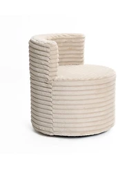 LuxenHome Modern Light Brown Upholstered Swivel Barrel Accent Chair