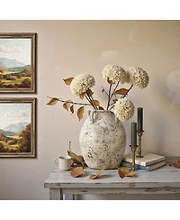 LuxenHome Rustic Old World Terracotta Vase, 10-Inch Round Bouquet Holder for Farmhouse Decor