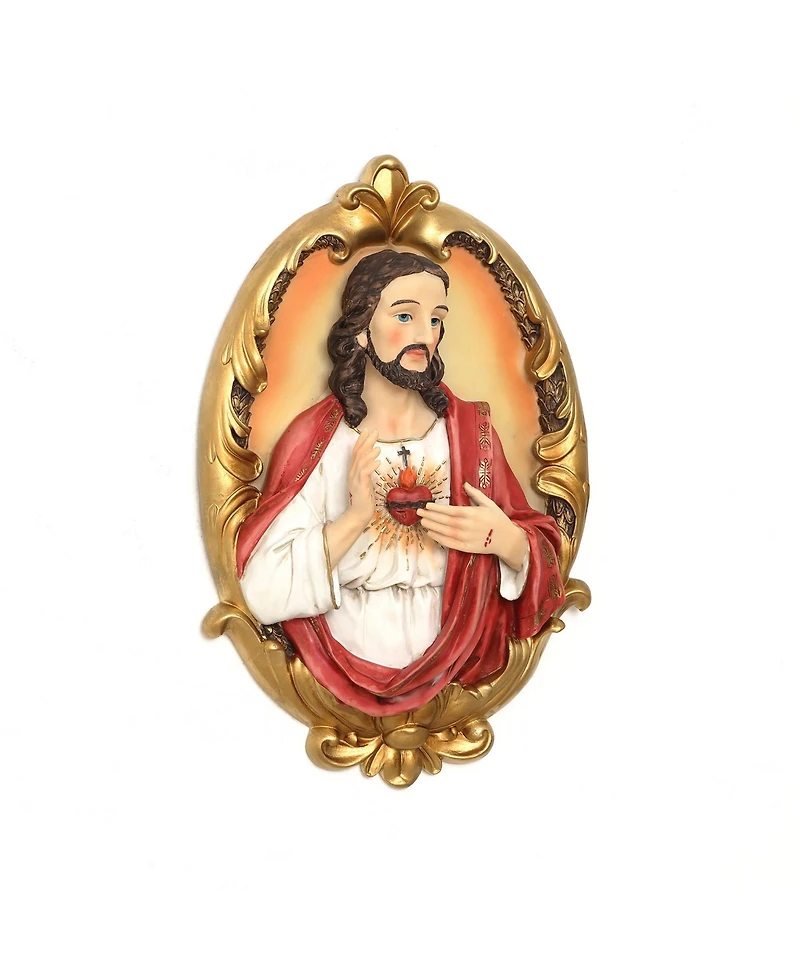 LuxenHome Sacred Jesus Wall Plaque, Oval Christian Home Decor Plaque for Prayer Room & Faith Display