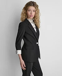 Dkny Women's Newspaper-Print One-Button Blazer