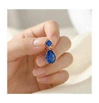 Sterling Silver Oval Shaped Cubic Zirconia Accent Drop Earrings