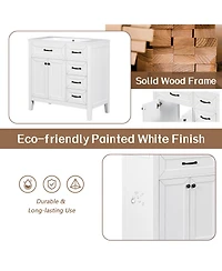 Sillysis 36" Bathroom Vanity with Ceramic Sink, Solid Wood Frame, Storage Cabinet & Drawers for Modern Home