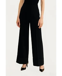 Nocturne Women's Cuffed Wide-Leg Trousers