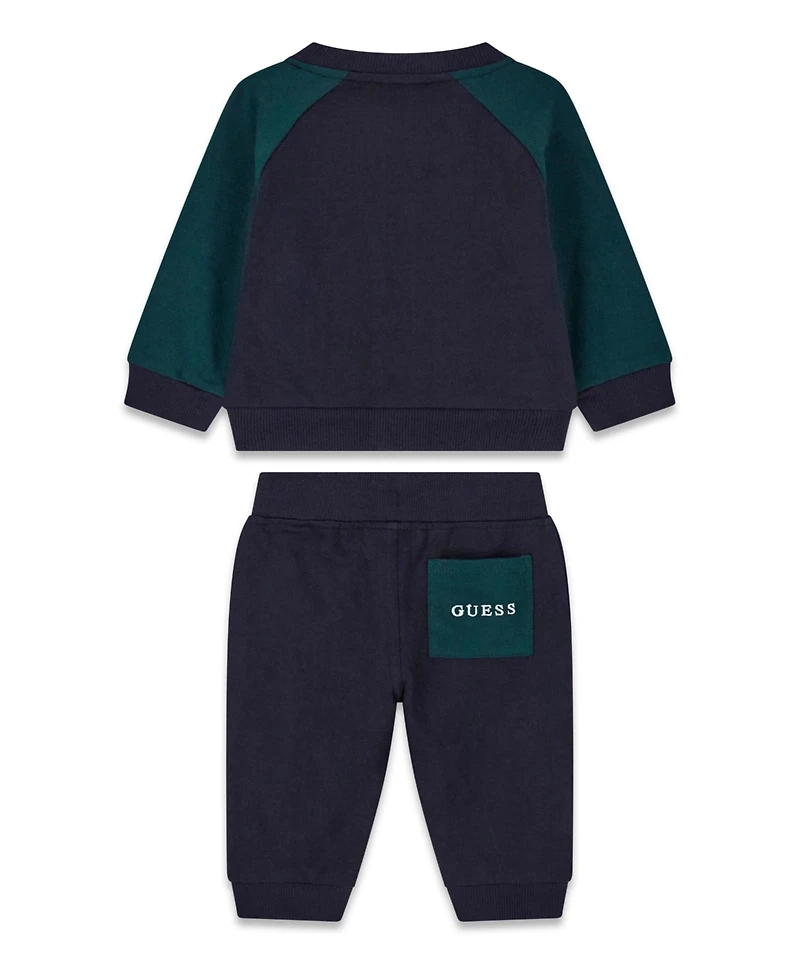 Guess Baby Boys' Long-Sleeve Zip-Up Top and Sweatpant, 2-Piece Set