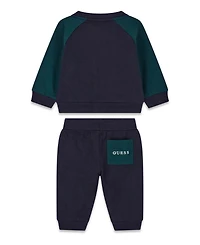 Guess Baby Boys' Long-Sleeve Zip-Up Top and Sweatpant, 2-Piece Set
