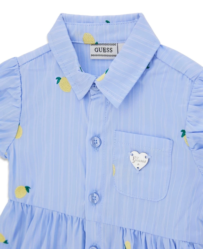 Guess Baby Girls' Yarn Dye Poplin Short-Sleeve Dress and Matching Bloomer