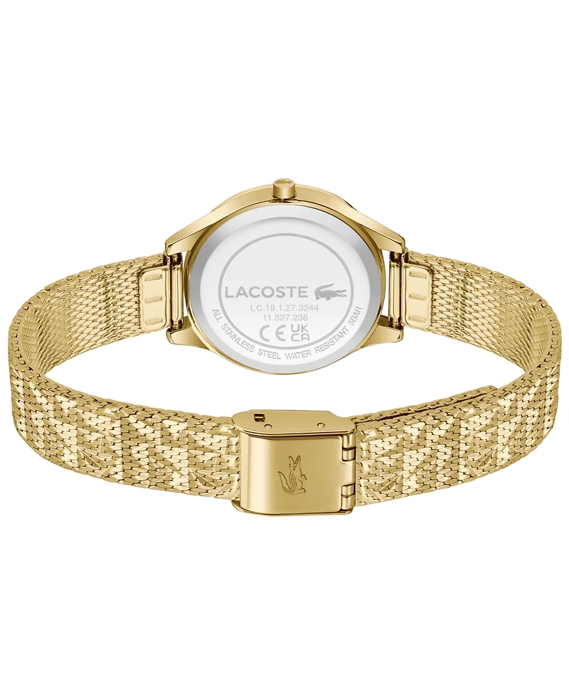 Lacoste Women's Crocodelle Gold Tone Stainless Steel Textured Mesh Bracelet Watch 28mm