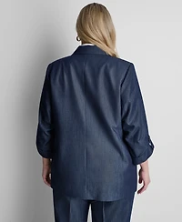 Dkny Plus Long-Sleeve One Button Roll Cuff Jacket
