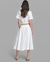 Karl Lagerfeld Paris Women's Pleated Long Midi Skirt