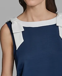 Karl Lagerfeld Paris Women's Sleeveless Boat Neck Bow Strap Tank Top