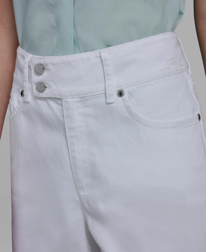 Karl Lagerfeld Paris Women's Mid-Rise Scalloped Hem Jeans