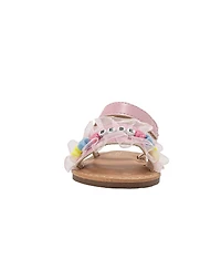 Bebe Little Girls Fashion Sandals with Ruffle Detail and Mix Beads